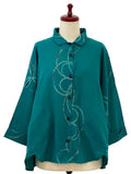 Mona Lisa A-line Jacket Pen Flower Print Green