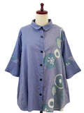 Mona Lisa Slit Back Panel Jacket Solid/Kiku Pop Print Purple