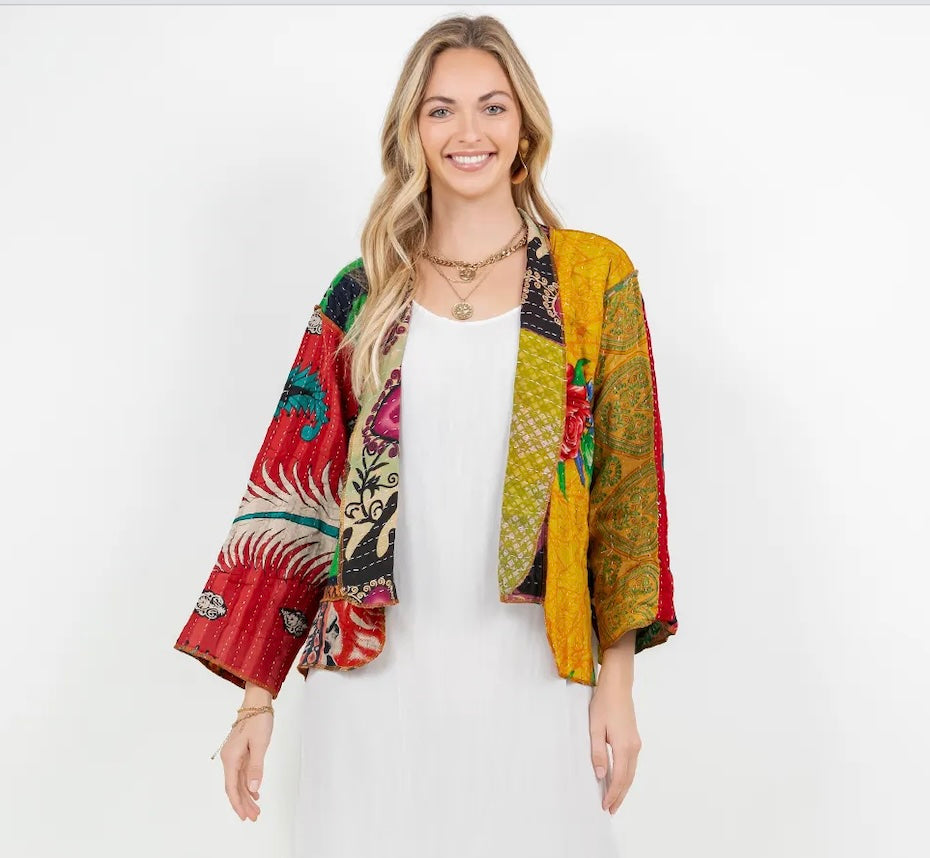 Sterling Kantha Cotton Patchwork Short Jacket #6101 O/S