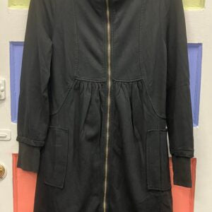 XCVI Fleece Funnel-Neck Longcoat Black
