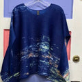 Vanite Couture Pleated Top Blue/peach/mint