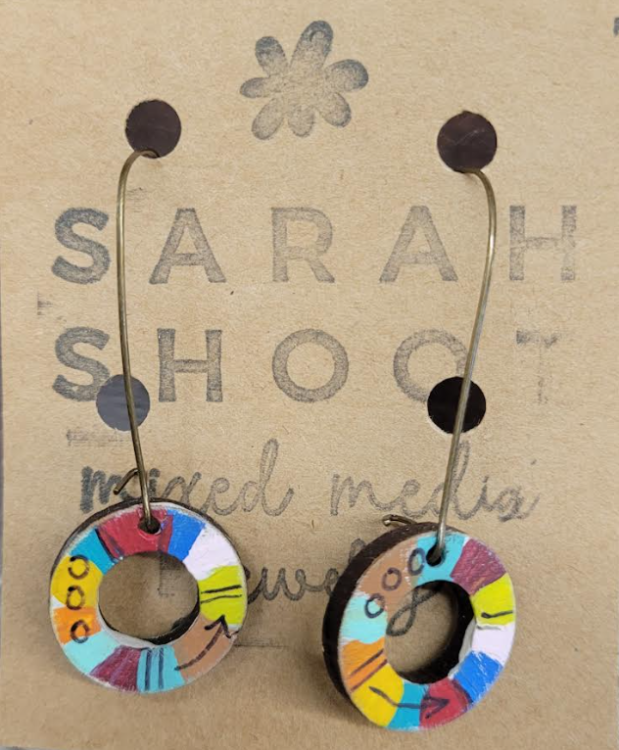 Sarah Shoot Earrings Wooden Painted Hoop
