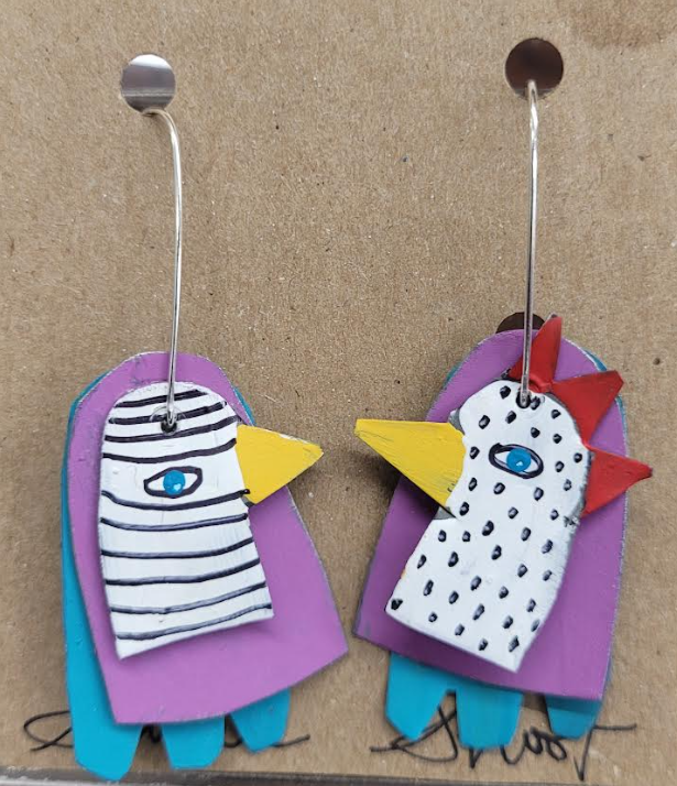 Sarah Shoot Free Range Unmatched Chicken Earrings