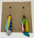 Sarah Shoot Earrings Mismatched Tin W/ Yellow/Green