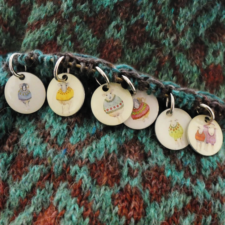 Emma Ball S/6 Stitch Markers - Sheep in Sweaters