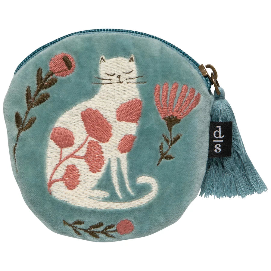 Danica Studios Coin Embroidered Velvet Coin Purse - Catbloom