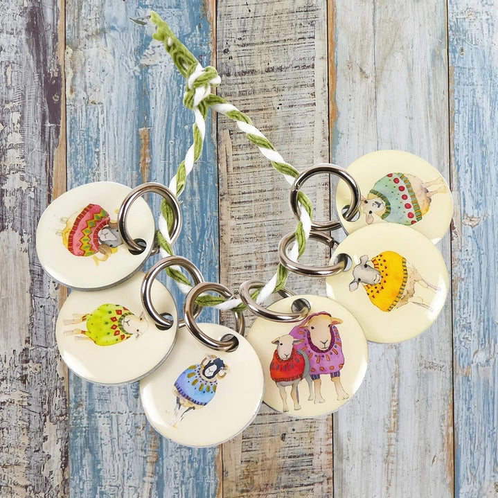 Emma Ball S/6 Stitch Markers - Sheep in Sweaters
