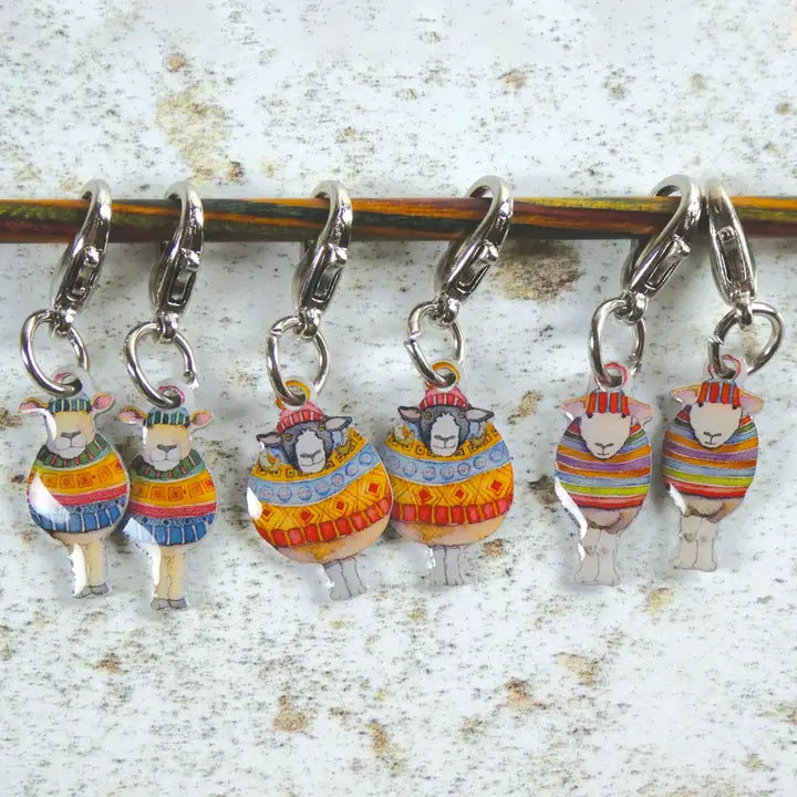 Emma Ball Crochet Markers in Tin - Sheep in Stripes