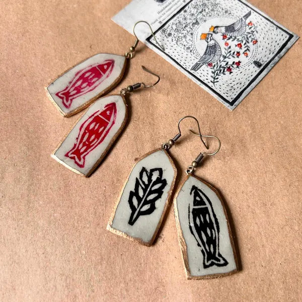 Saeide Art Craft Earrings - Red Fish