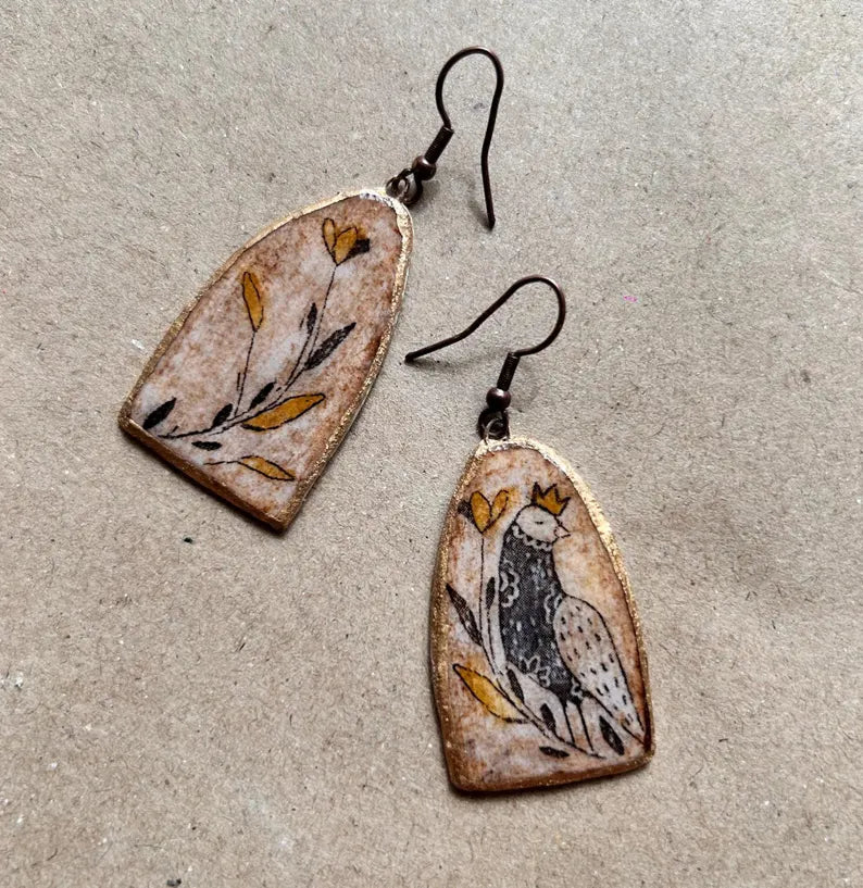 Saeide Art Craft Earrings - Falcon and Olive Branch