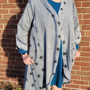 Paper Lace Denim Duster With Stars OS Grey – Fine Points
