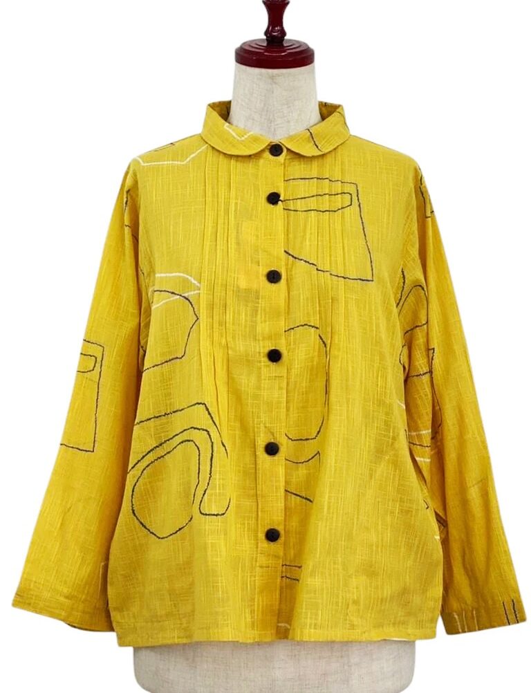 Mona Lisa Tuck Jacket Geo Print Mustard O/S
