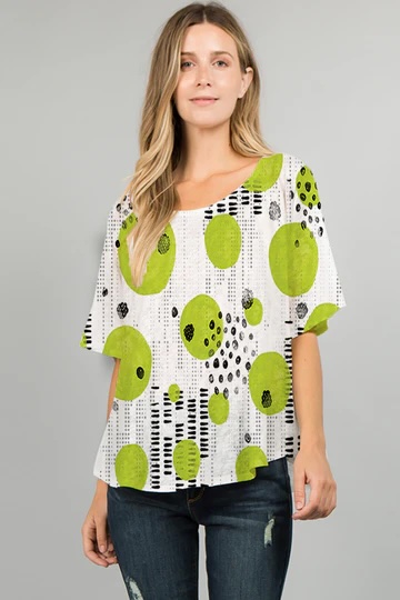 Et' Lois Apple Black White Lime Top