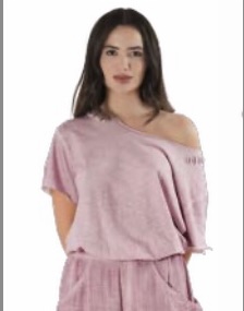 Paper Lace S/S Slit Detail Tee Lilac O/S