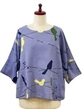 Mona Lisa Crop Pullover Perched Print Purple