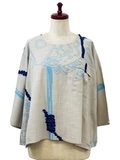 Mona Lisa Gathered Pullover Seabream Print Light Grey