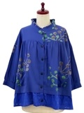 Mona Lisa Frilled Layered Jkt Berries Print Blue