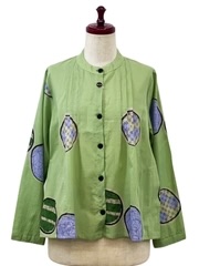 Mona Lisa Pintuck Jkt Marbles Print Green