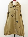 Mona Lisa Bubble Fleece Vest Solid/Multi Circles Print Khaki