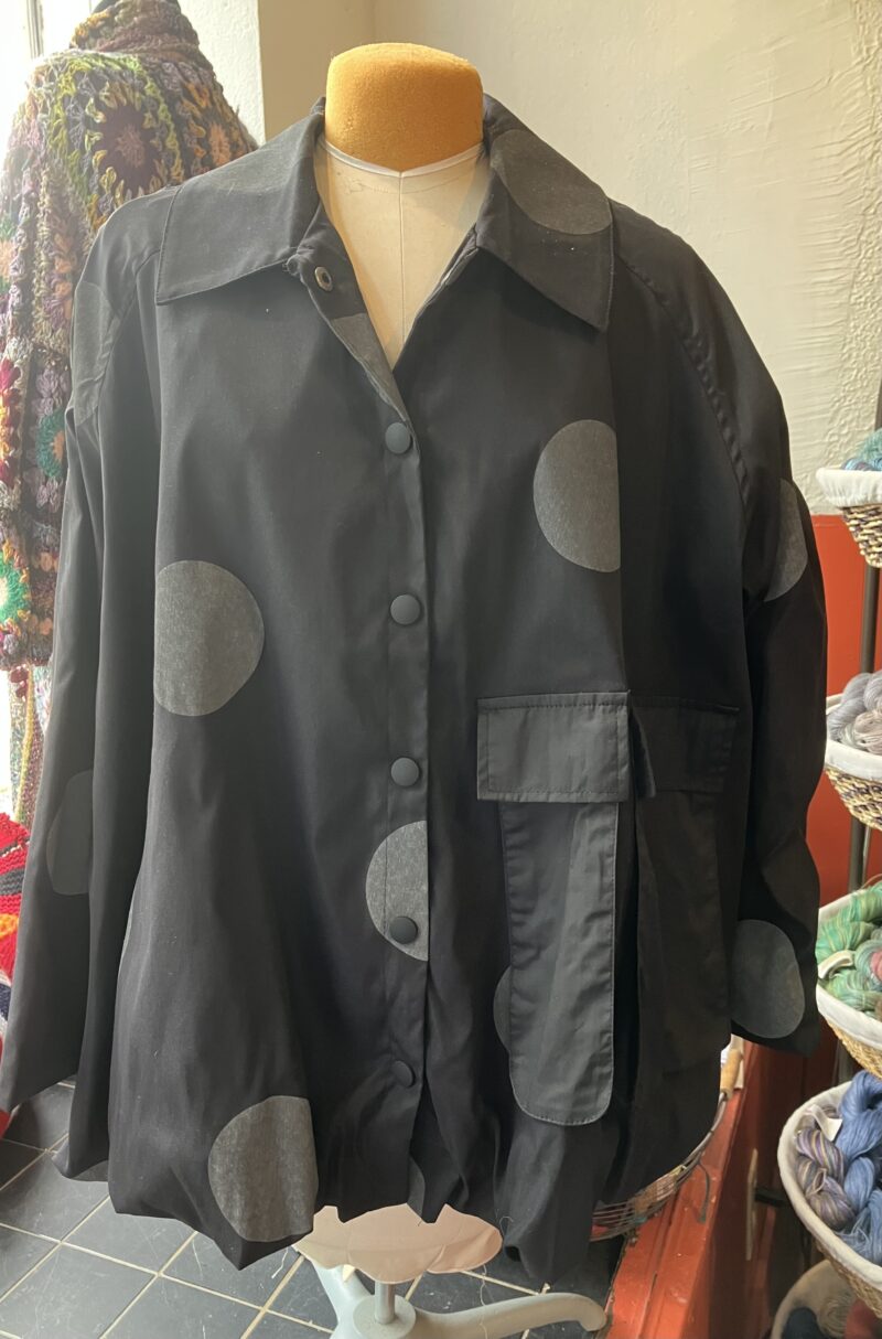 Vanite Couture Gathered Dot Rain Jacket Black