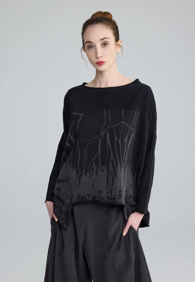 Luukaa 25K1125 Black Crista Textured Blouse
